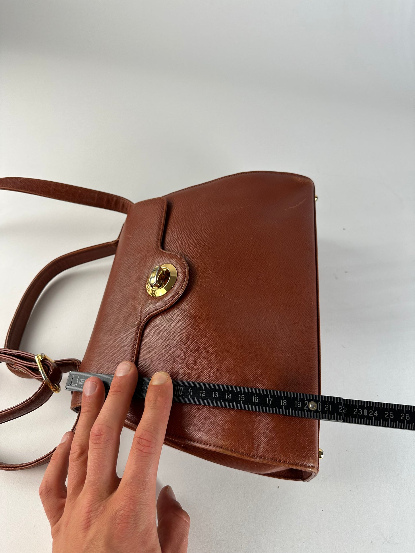 Vintage Givenchy Structured Leather Handbag Rust Gold
