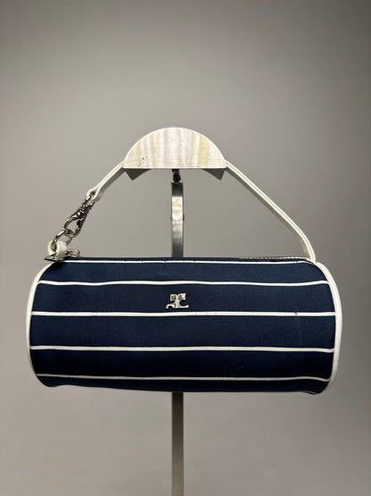 Vintage Courres Mini Bag Navy White Striped