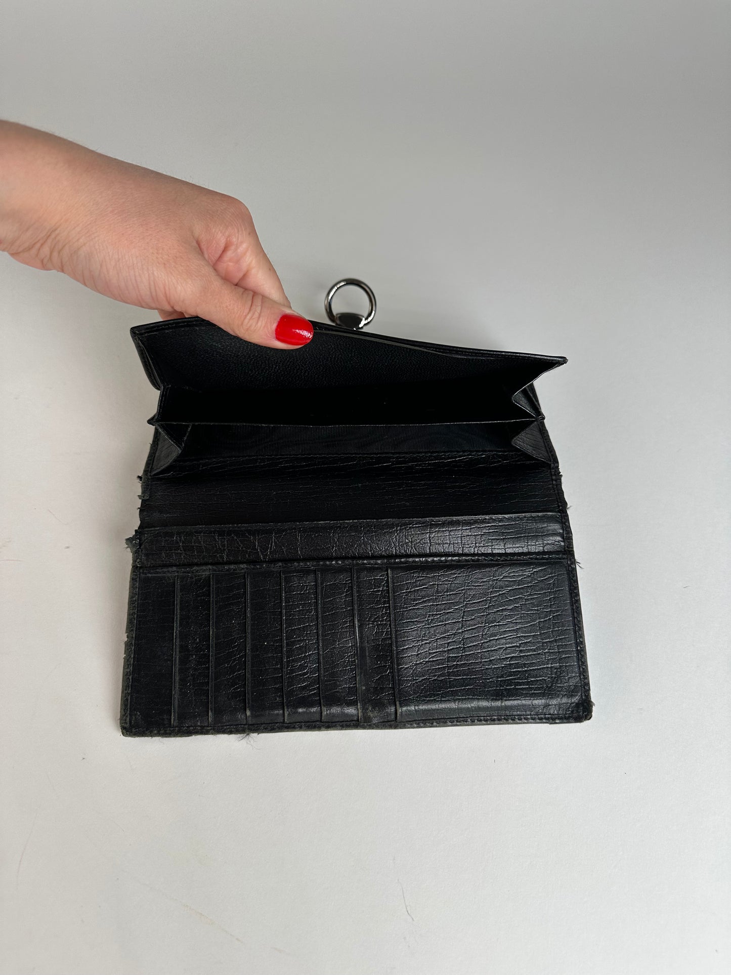 Vintage Gucci Monogram Horsebit Long Wallet Black