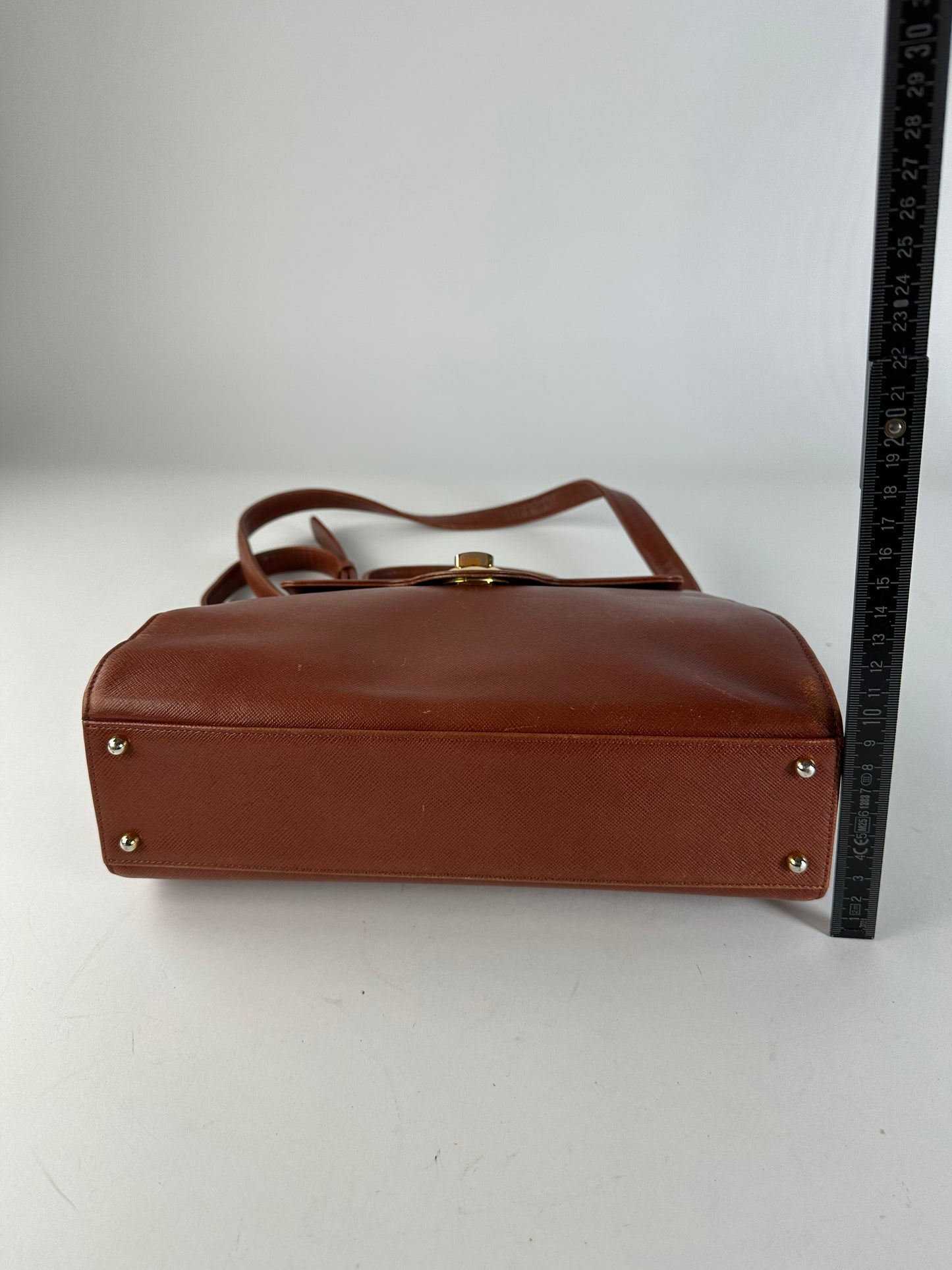Vintage Givenchy Structured Leather Handbag Rust Gold