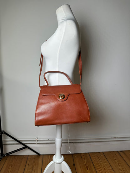 Vintage Givenchy Structured Leather Handbag Rust Gold