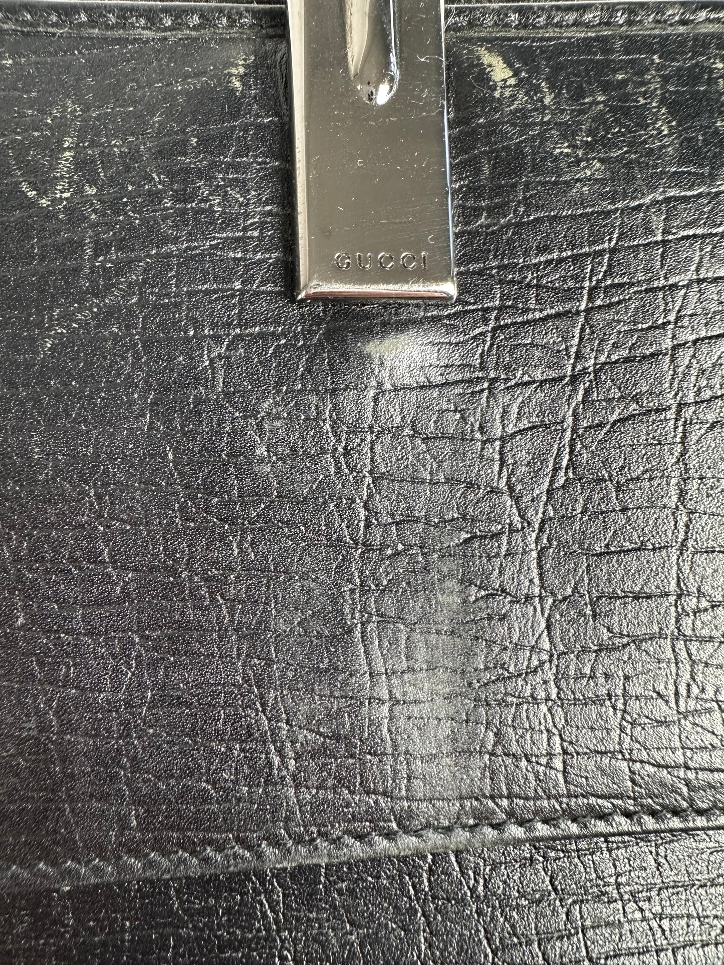 Vintage Gucci Monogram Horsebit Long Wallet Black