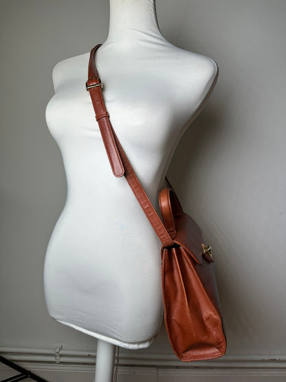 Vintage Givenchy Structured Leather Handbag Rust Gold