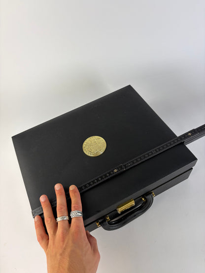 Vintage Versace Leather Jewelry Box Black Gold