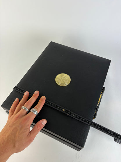 Vintage Versace Leather Jewelry Box Black Gold