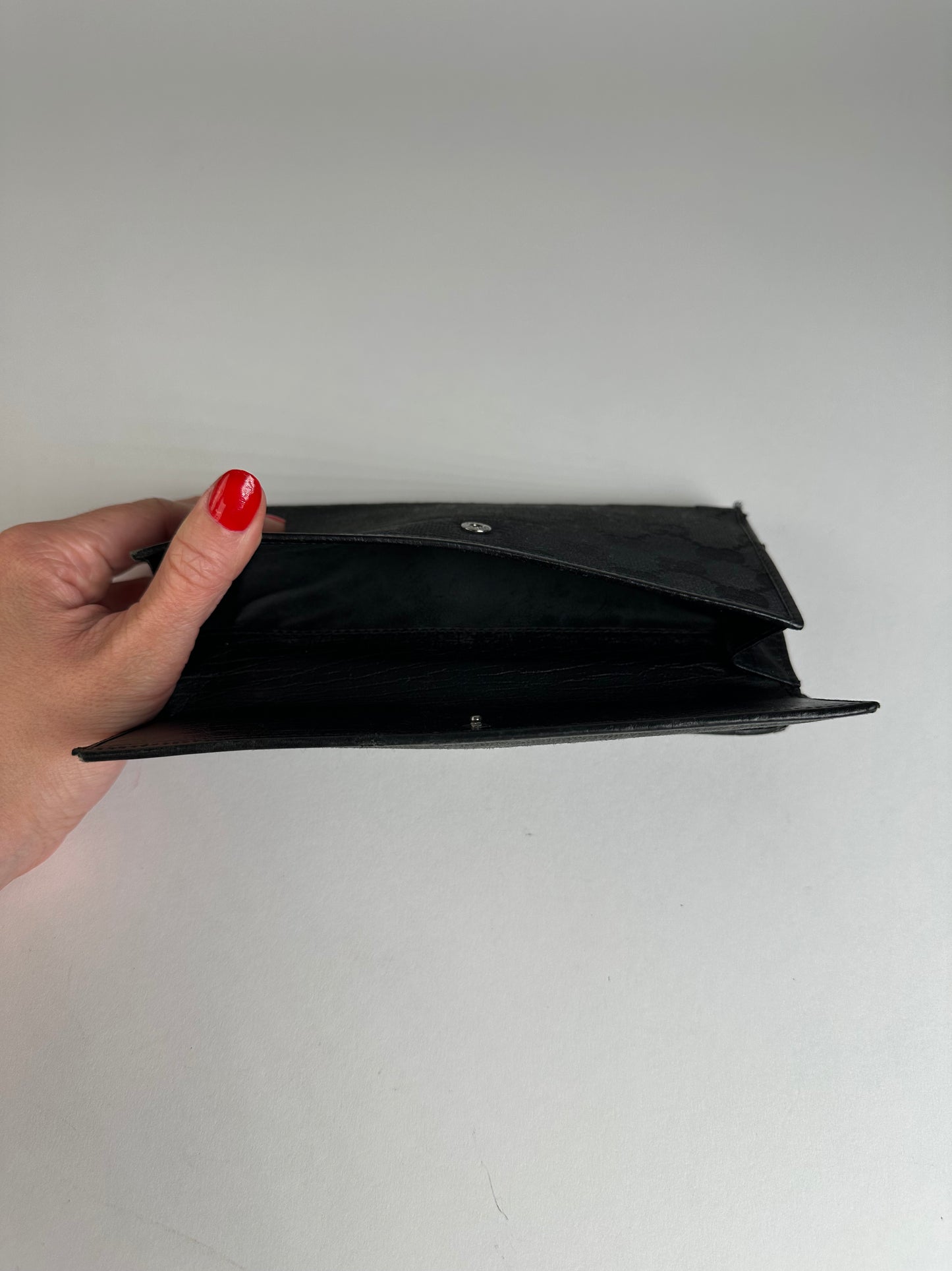 Vintage Gucci Monogram Horsebit Long Wallet Black