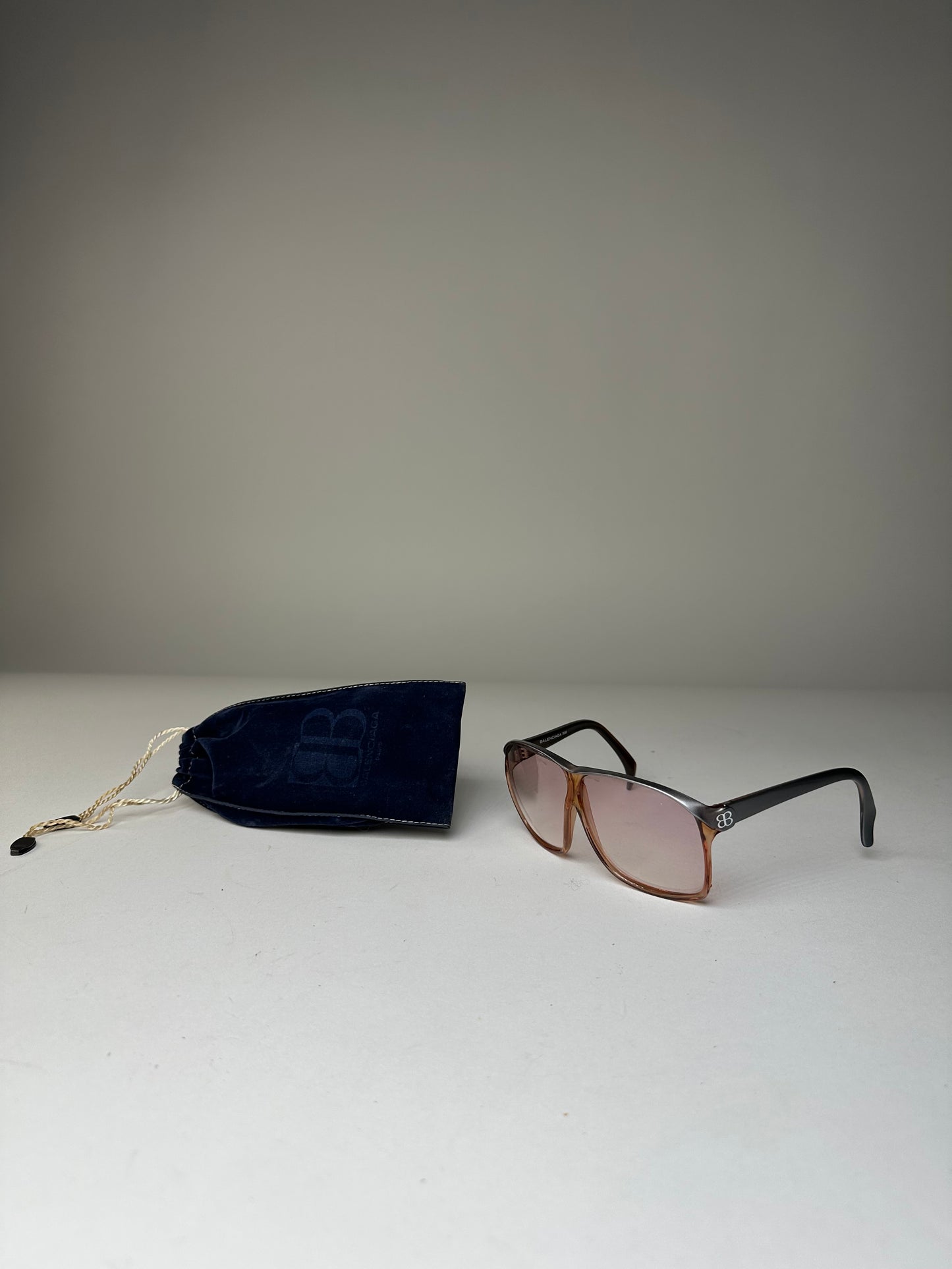 Vintage Balenciaga BB Logo Acetate Sunglasses Brown Pink