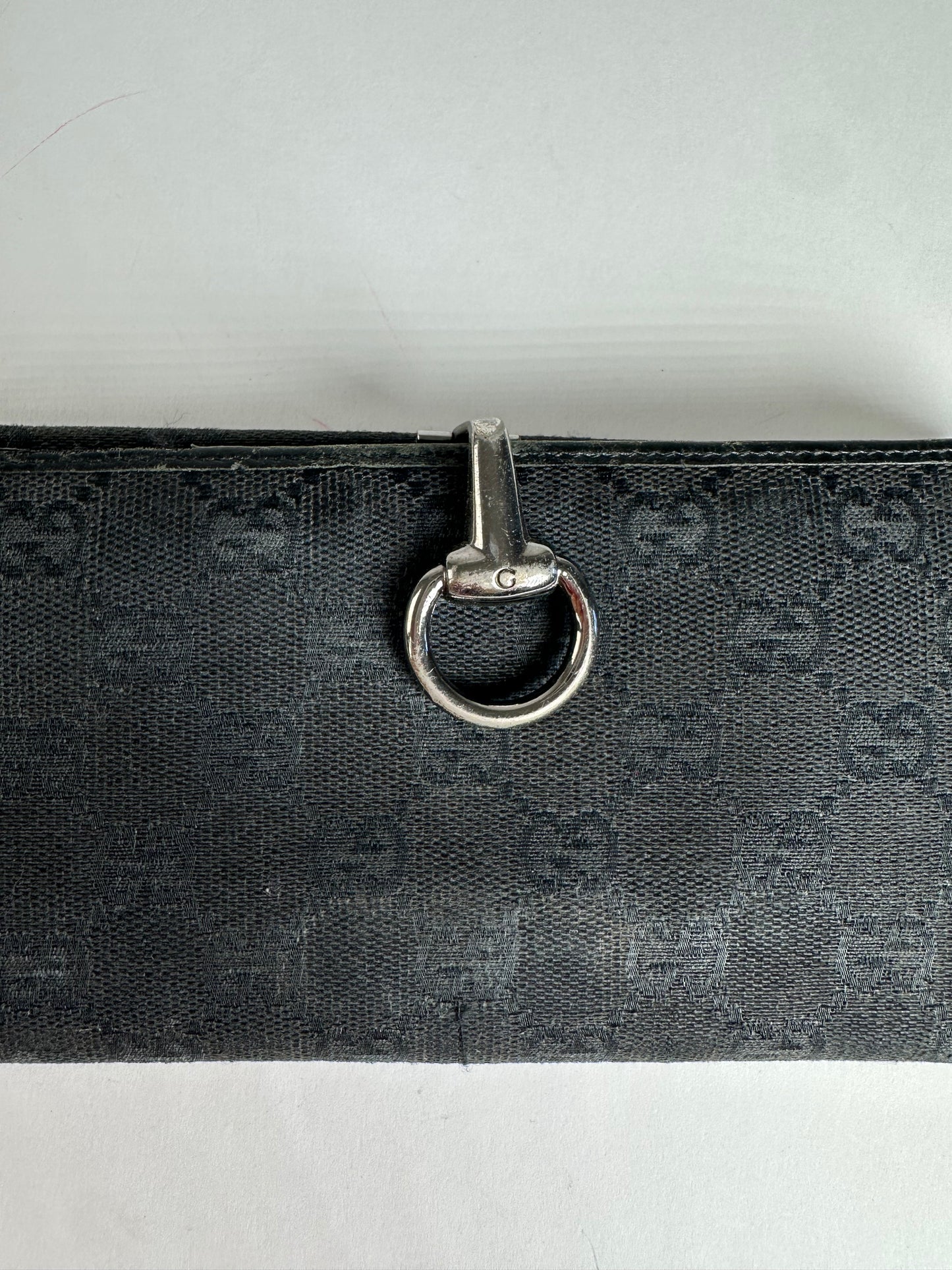 Vintage Gucci Monogram Horsebit Long Wallet Black