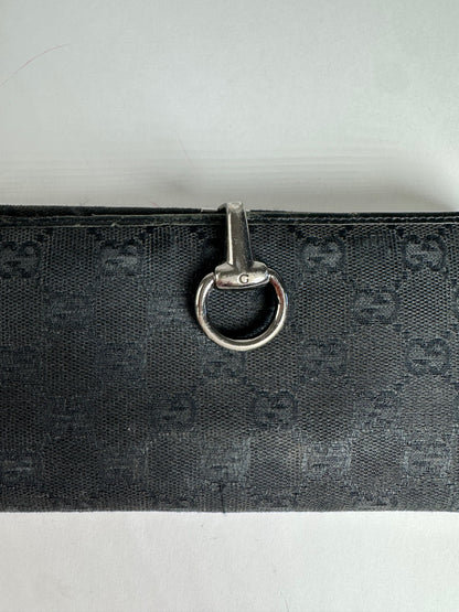 Vintage Gucci Monogram Horsebit Long Wallet Black