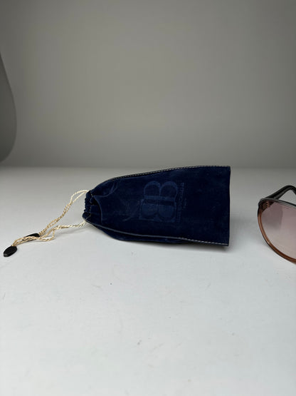 Vintage Balenciaga BB Logo Acetate Sunglasses Brown Pink