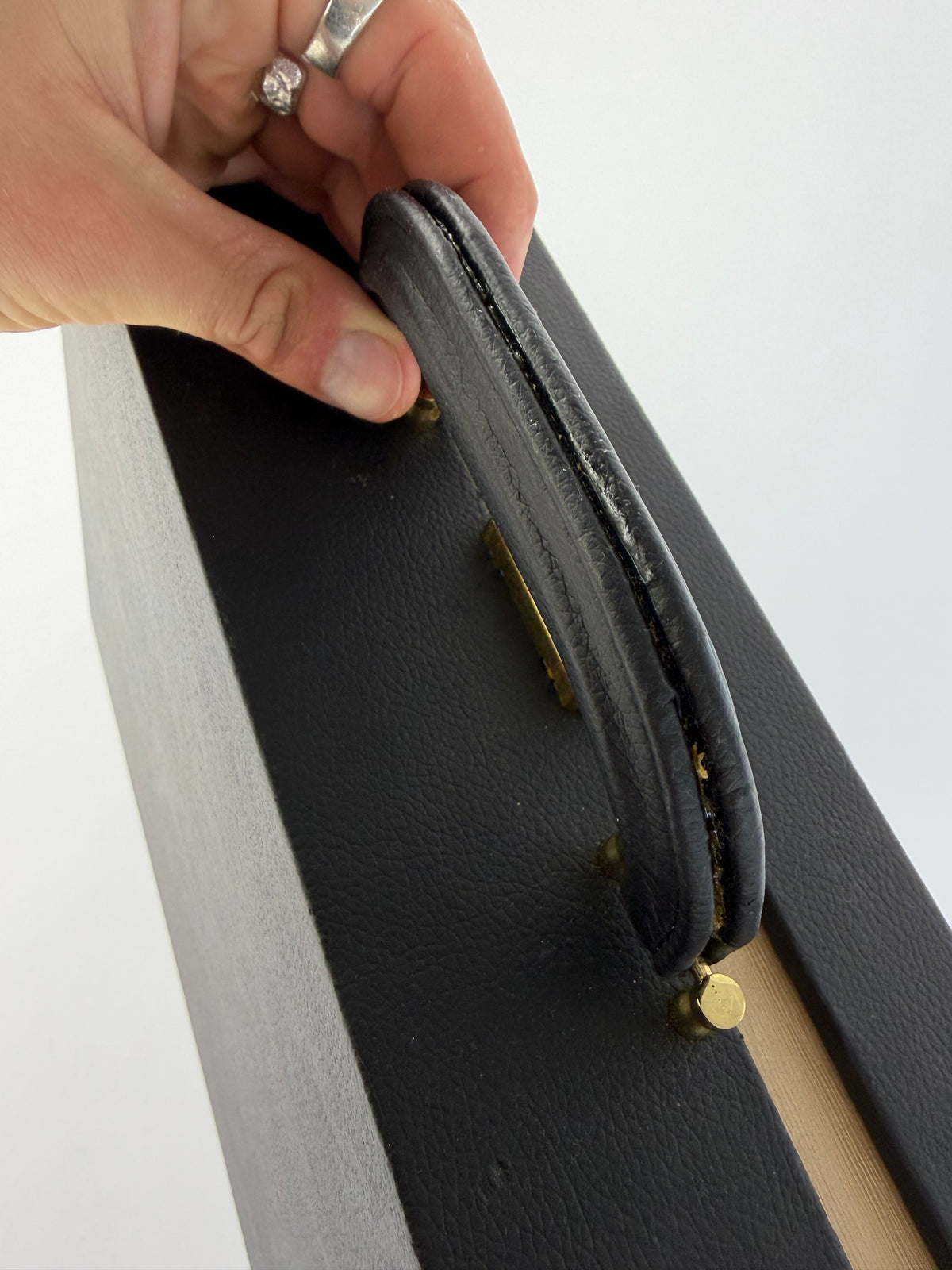 Vintage Versace Leather Jewelry Box Black Gold
