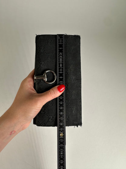 Vintage Gucci Monogram Horsebit Long Wallet Black