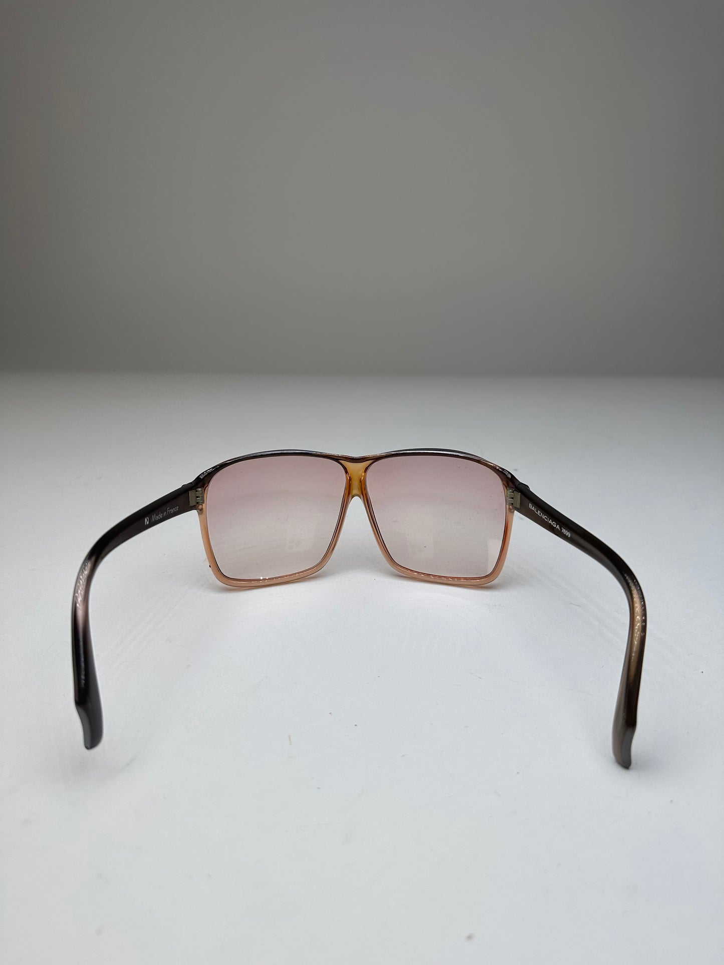 Vintage Balenciaga BB Logo Acetate Sunglasses Brown Pink