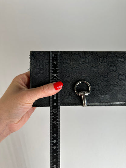 Vintage Gucci Monogram Horsebit Long Wallet Black