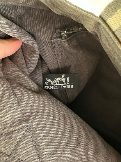 Vintage Hermes Canvas Weekender Duffel Bag Black