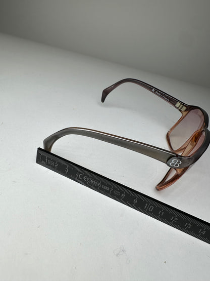 Vintage Balenciaga BB Logo Acetate Sunglasses Brown Pink