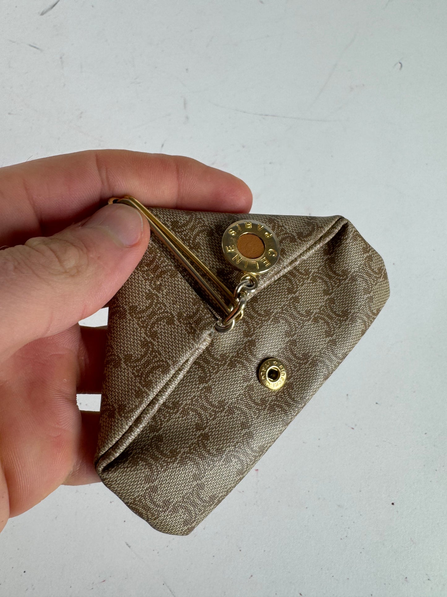 Vintage Celine Paris Leather Purse/Card Holder beige brown