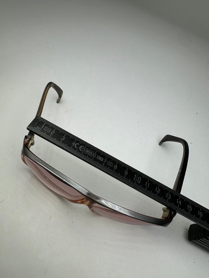 Vintage Balenciaga BB Logo Acetate Sunglasses Brown Pink