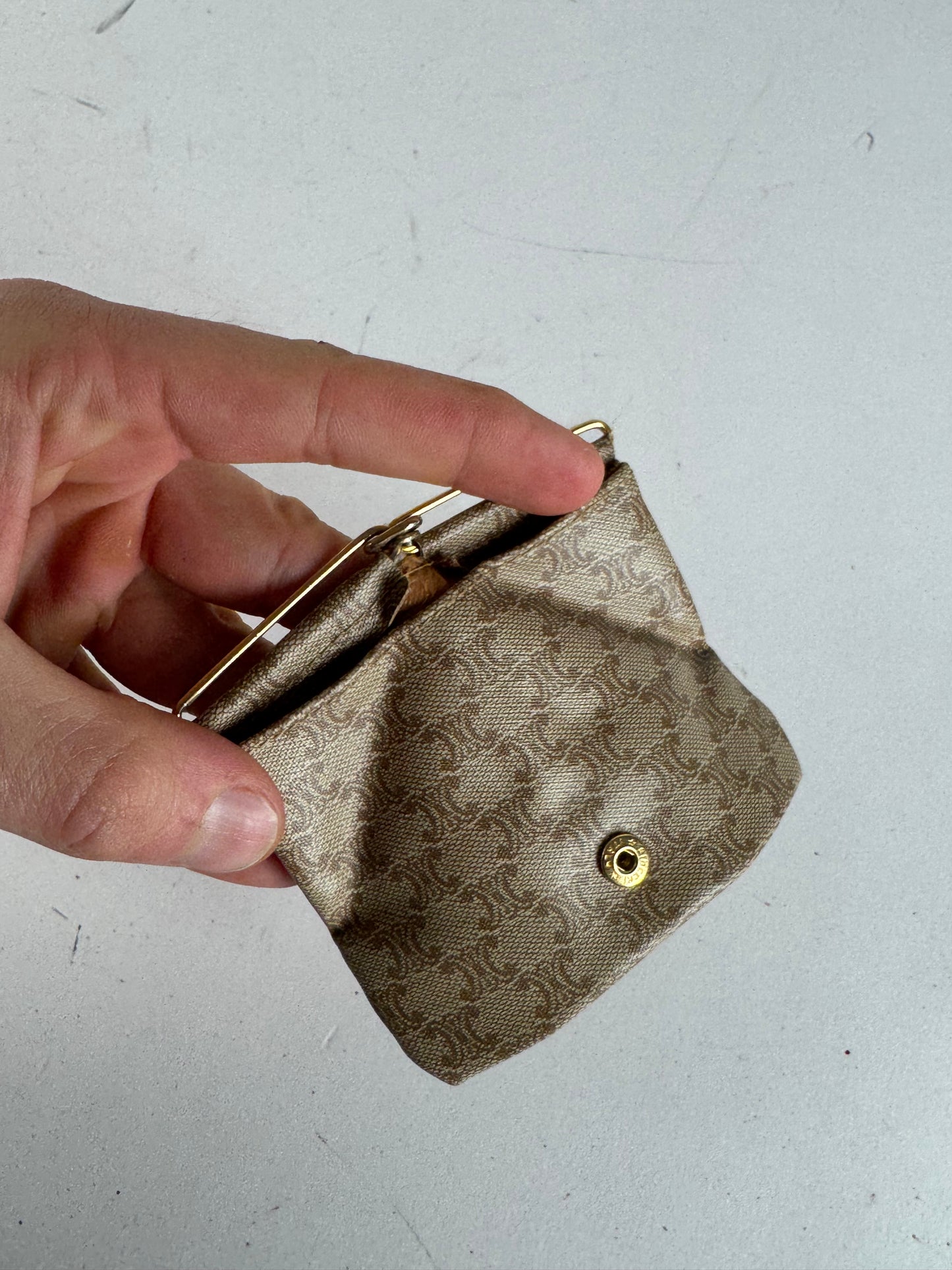 Vintage Celine Paris Leather Purse/Card Holder beige brown