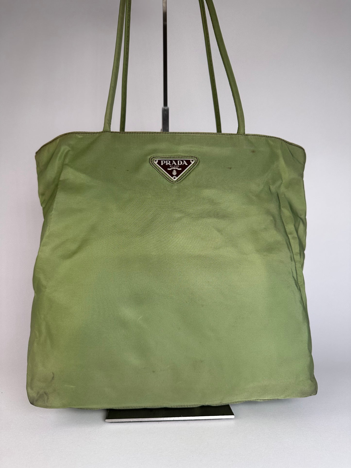 Vintage Prada Triangle Polyester Bag Green
