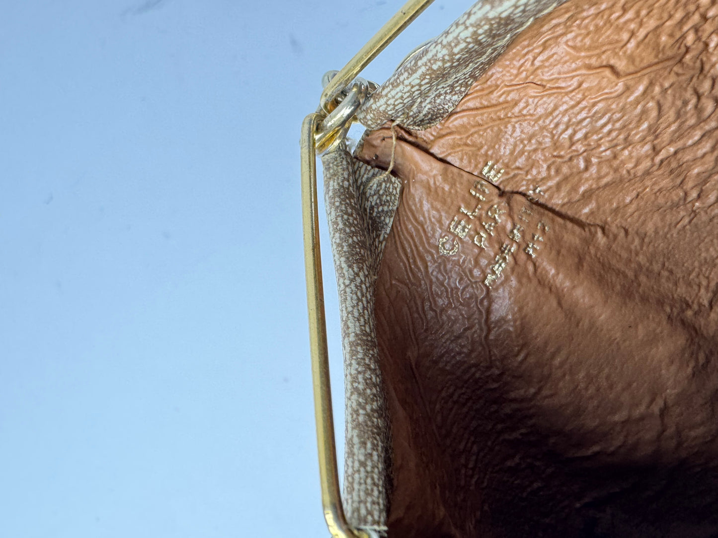 Vintage Celine Paris Leather Purse/Card Holder beige brown