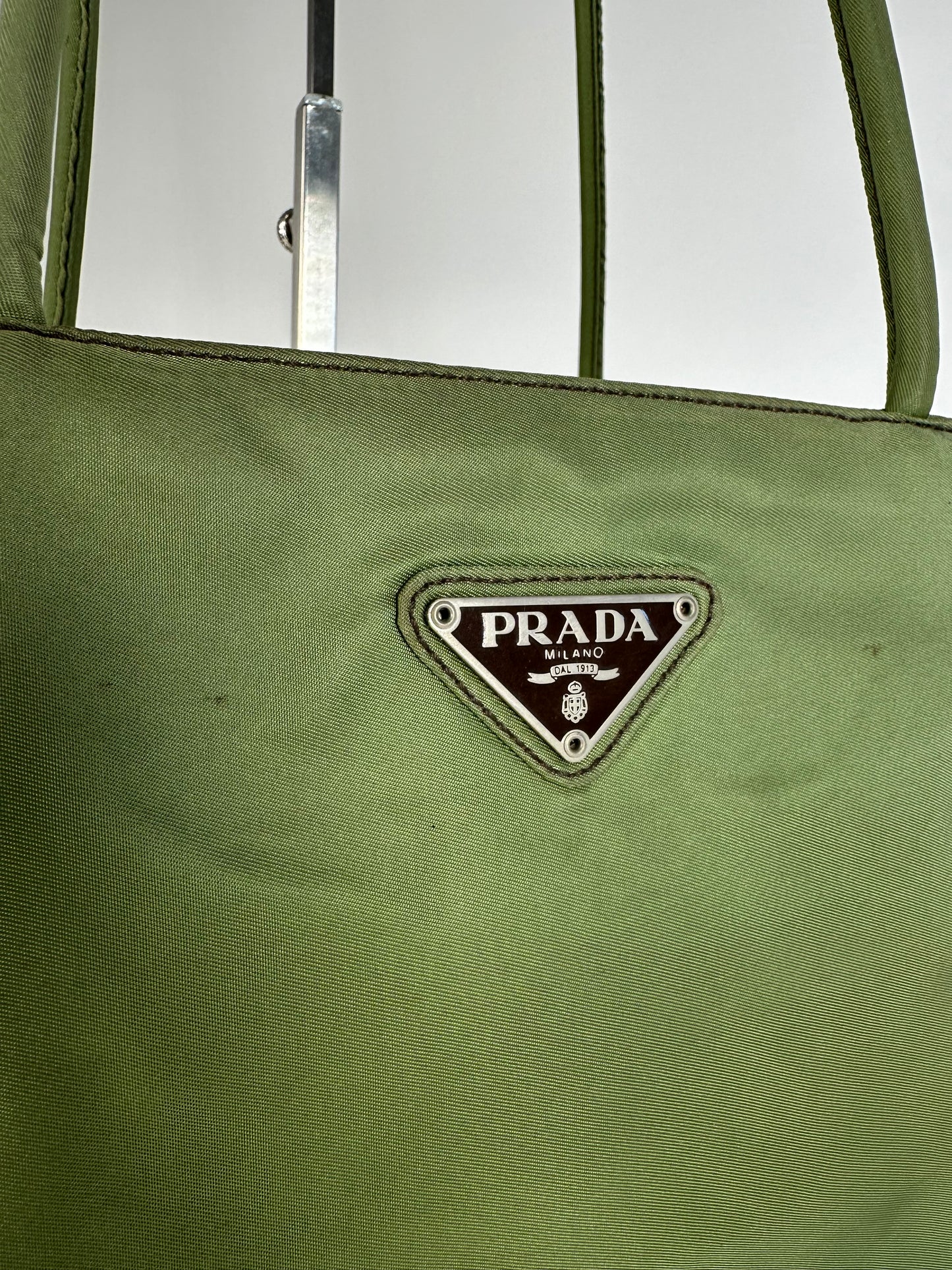 Vintage Prada Triangle Polyester Bag Green