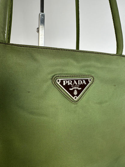 Vintage Prada Triangle Polyester Bag Green