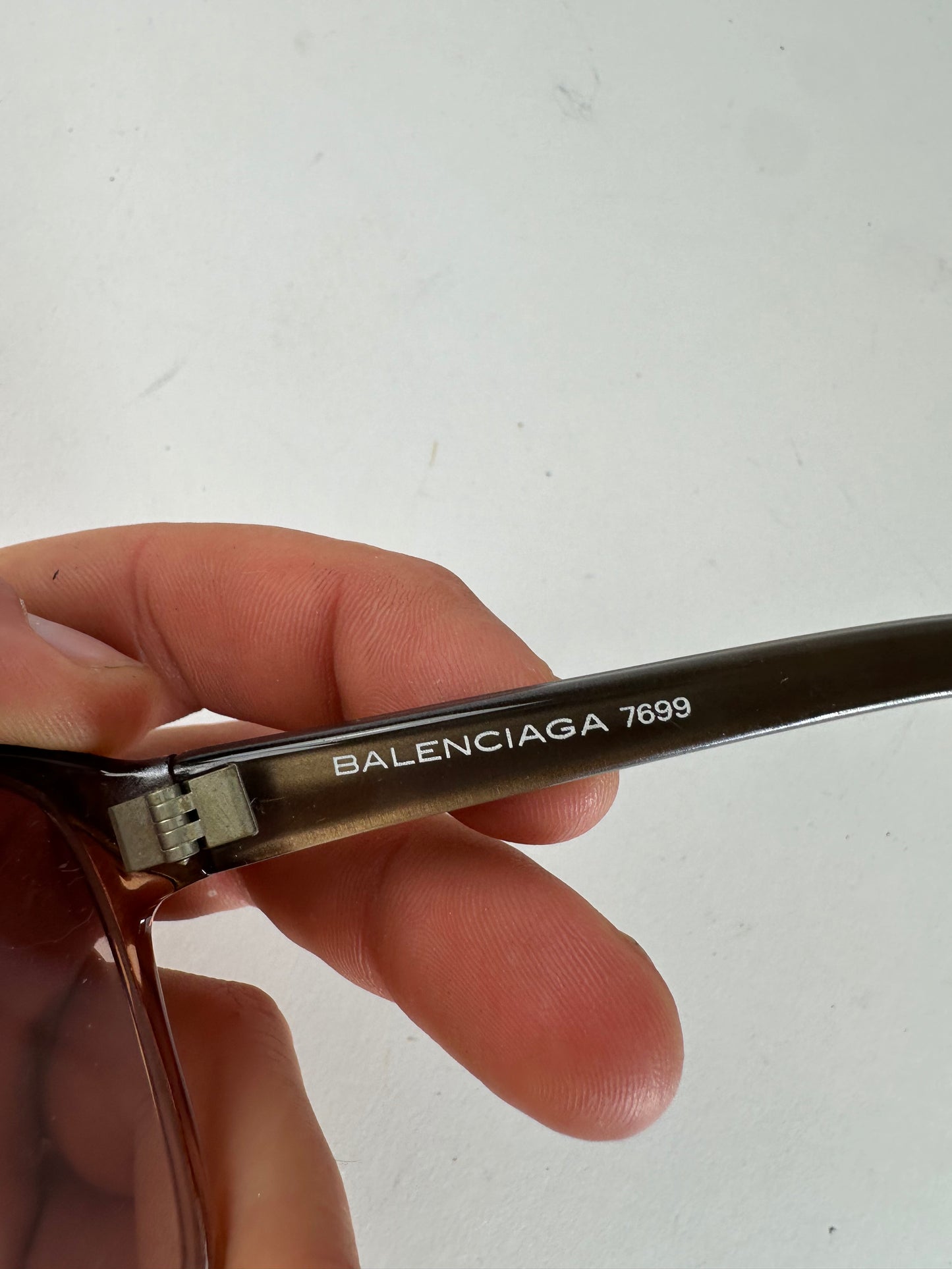 Vintage Balenciaga BB Logo Acetate Sunglasses Brown Pink