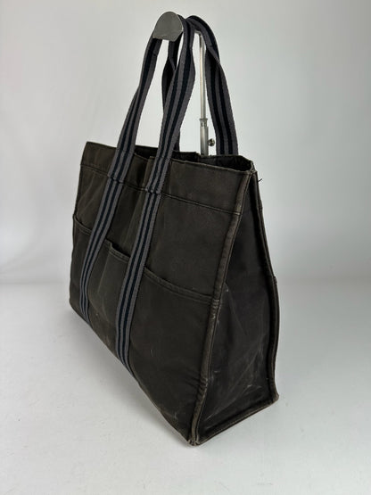 Vintage Hermes Canvas Weekender Duffel Bag Black