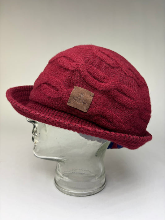 Vintage Vivienne Westwood Wool Blend Bucket Hat Burgundy S/M