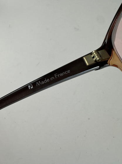 Vintage Balenciaga BB Logo Acetate Sunglasses Brown Pink