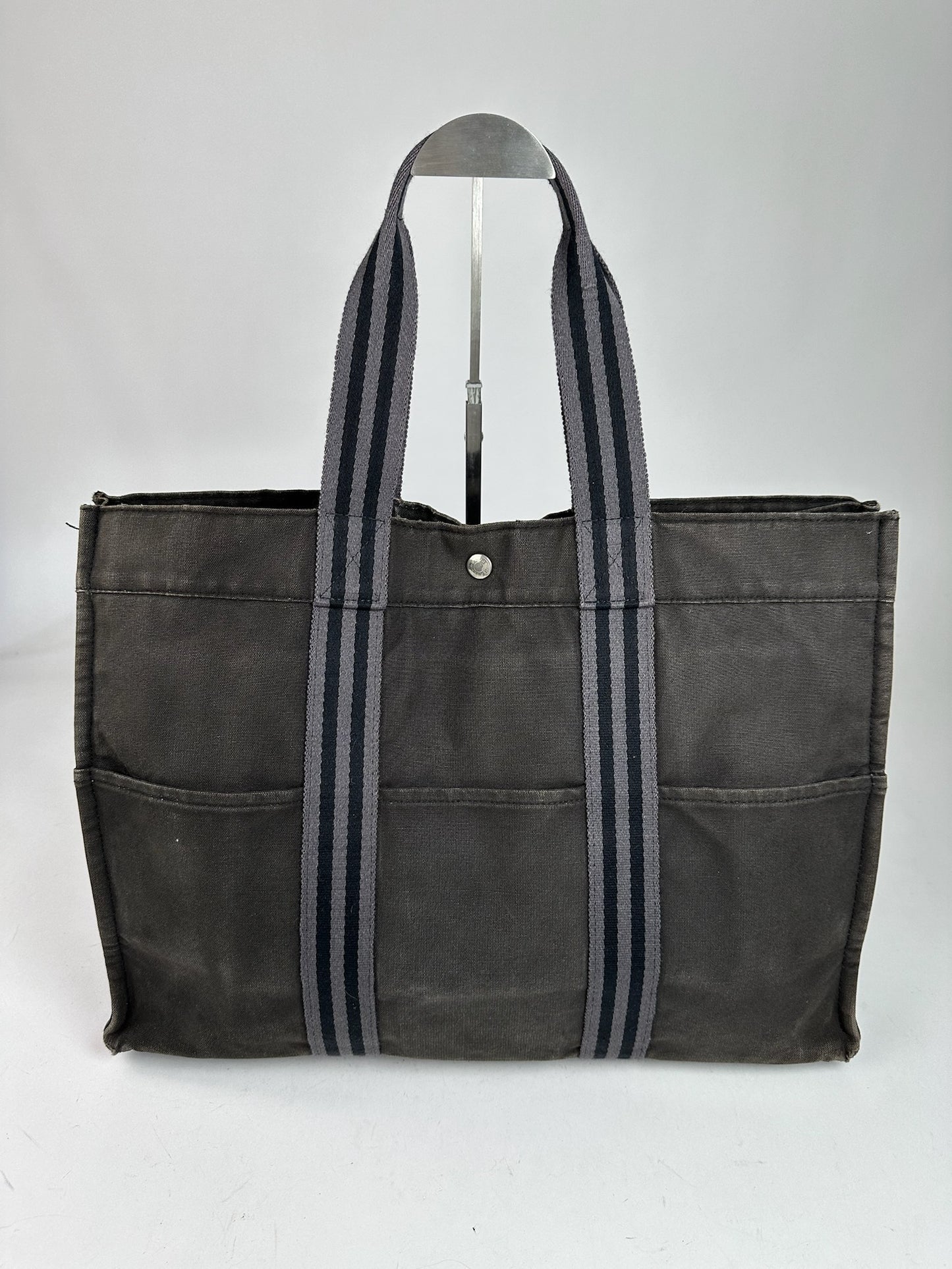 Vintage Hermes Canvas Weekender Duffel Bag Black