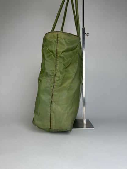 Vintage Prada Triangle Polyester Bag Green