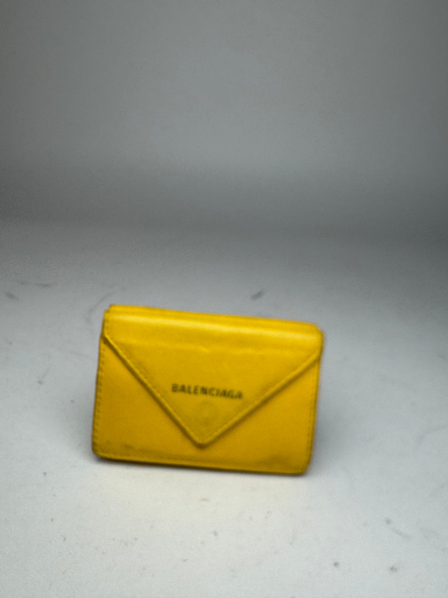 Vintage Balenciaga Postal Leather Card Holder yellow