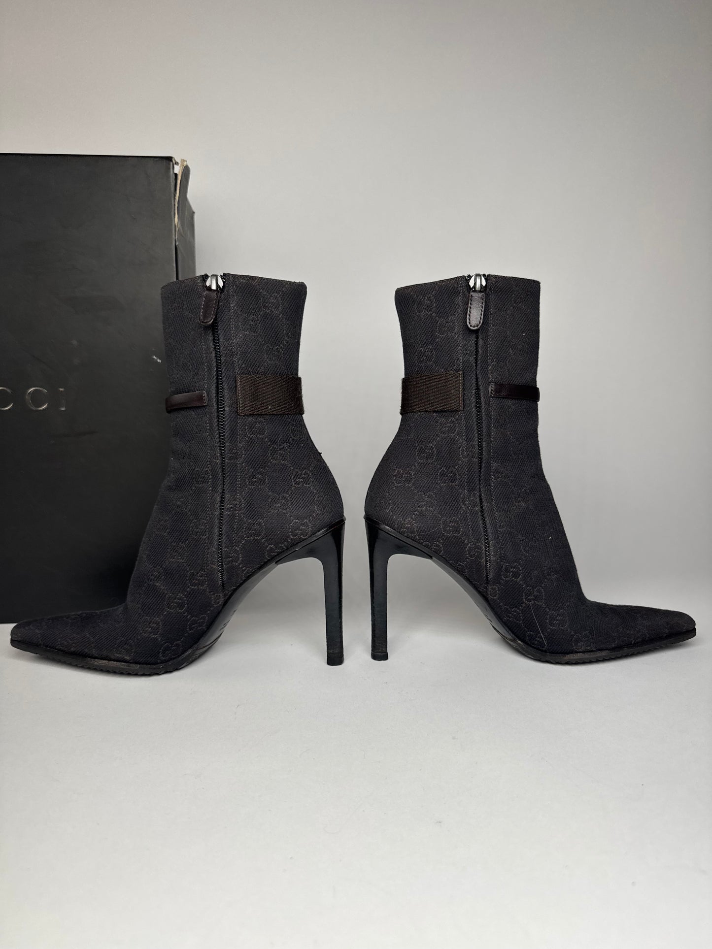 Vintage Gucci Monogram Heeled Boots 6C