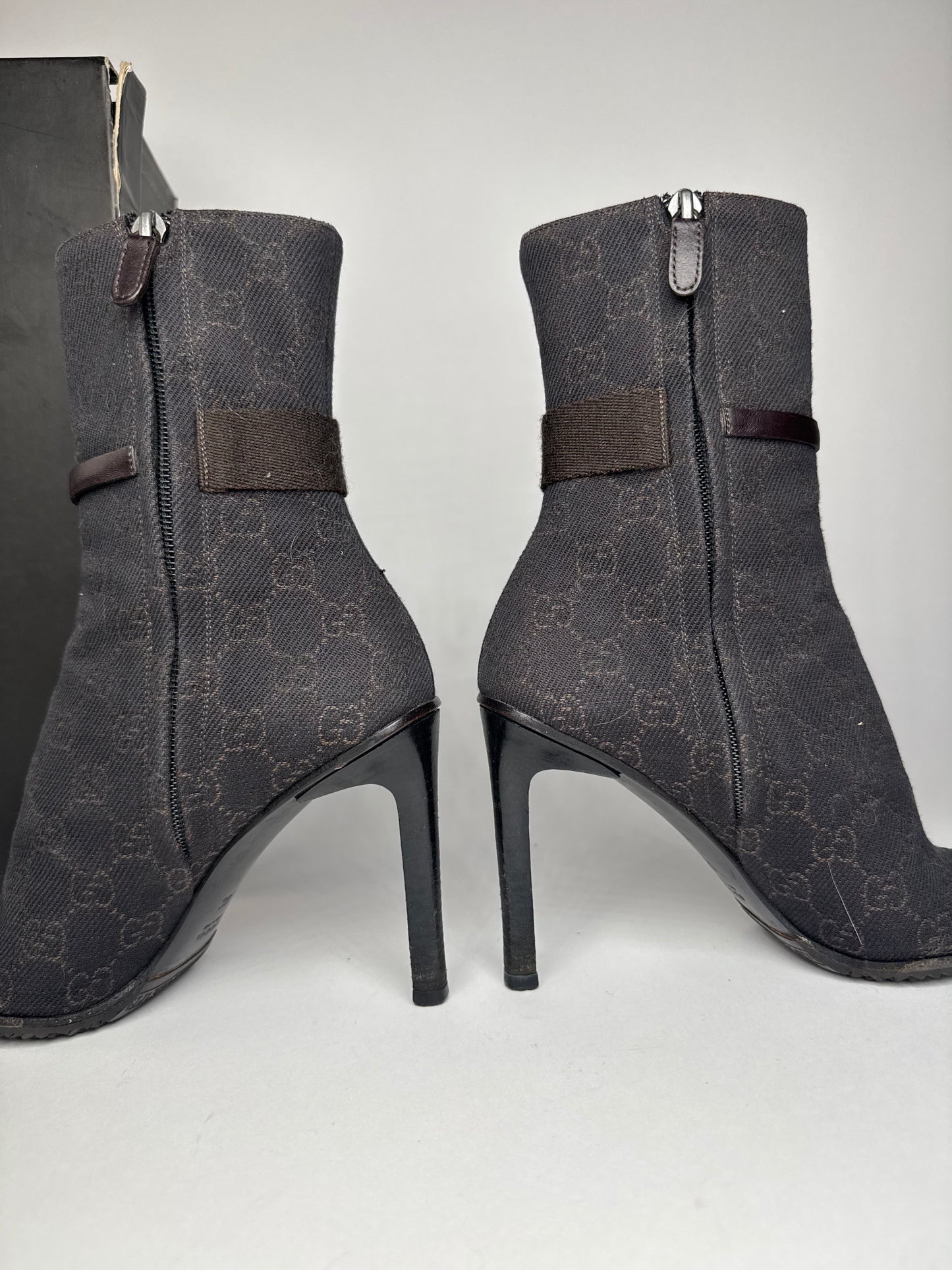 Vintage Gucci Monogram Heeled Boots 6C