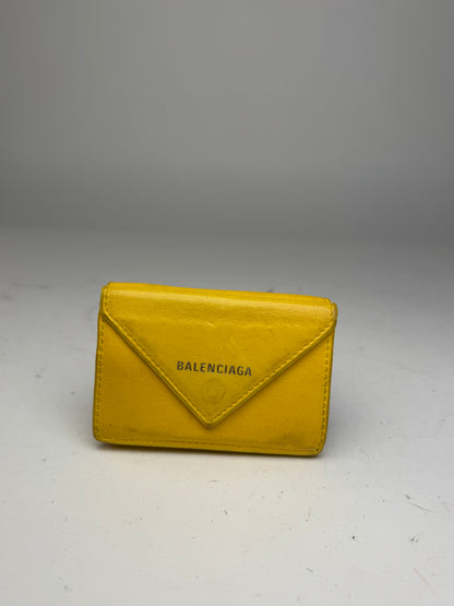 Vintage Balenciaga Postal Leather Card Holder yellow