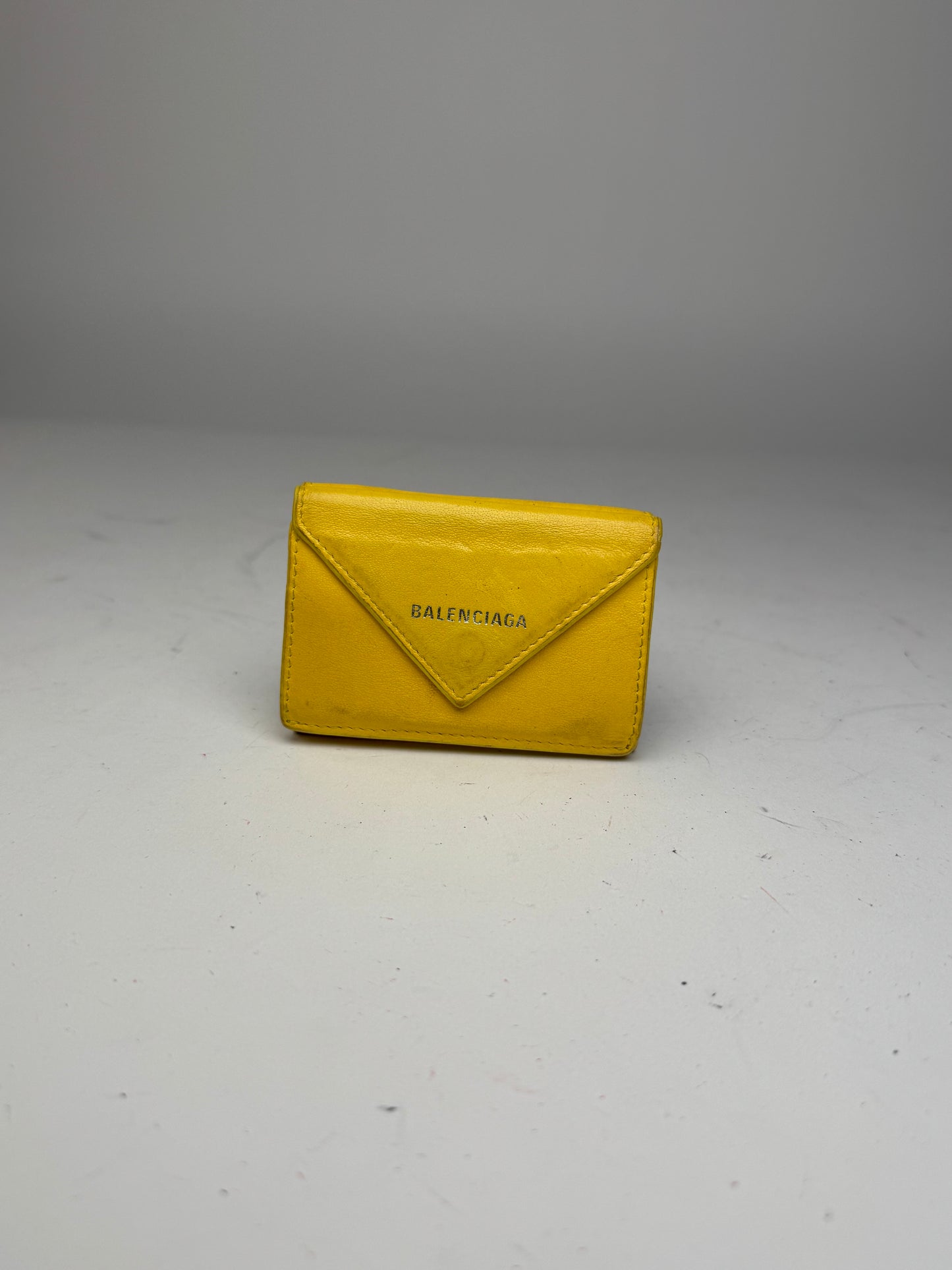 Vintage Balenciaga Postal Leather Card Holder yellow