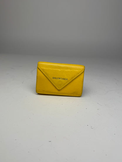Vintage Balenciaga Postal Leather Card Holder yellow
