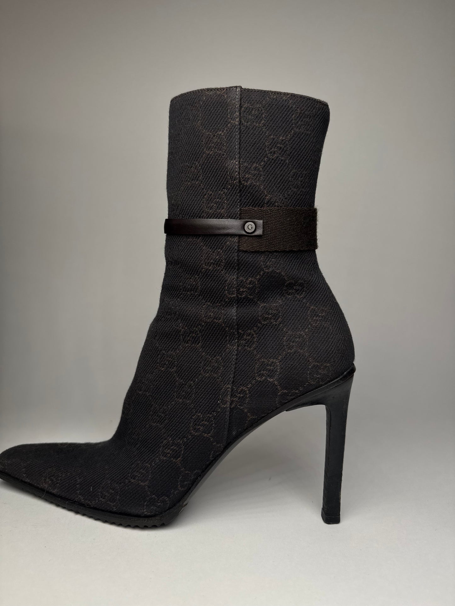 Vintage Gucci Monogram Heeled Boots 6C
