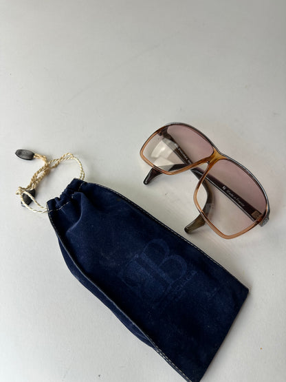 Vintage Balenciaga BB Logo Acetate Sunglasses Brown Pink