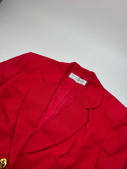 Vintage Balenciaga Silk Blazer / Trench Red L