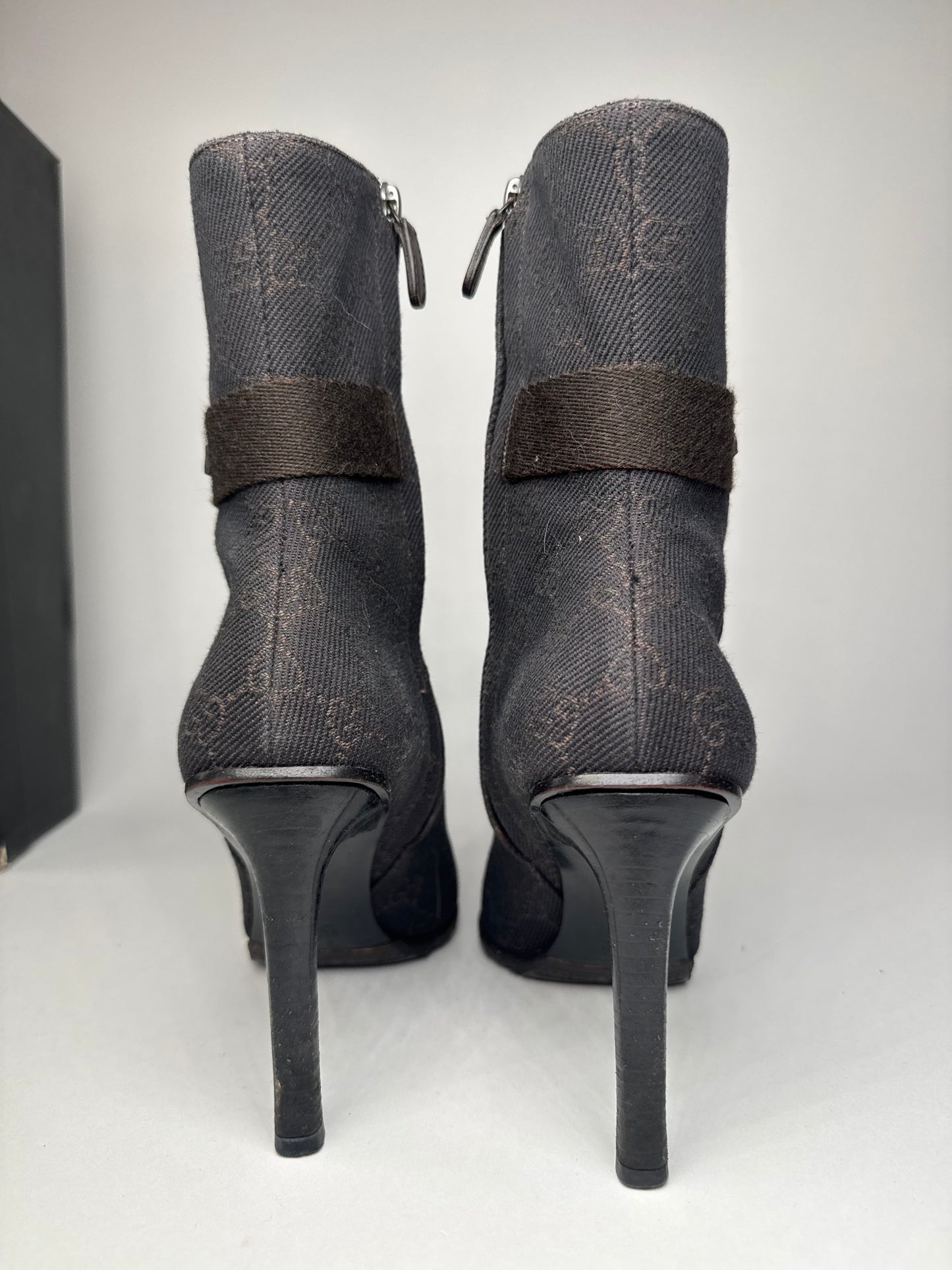 Vintage Gucci Monogram Heeled Boots 6C