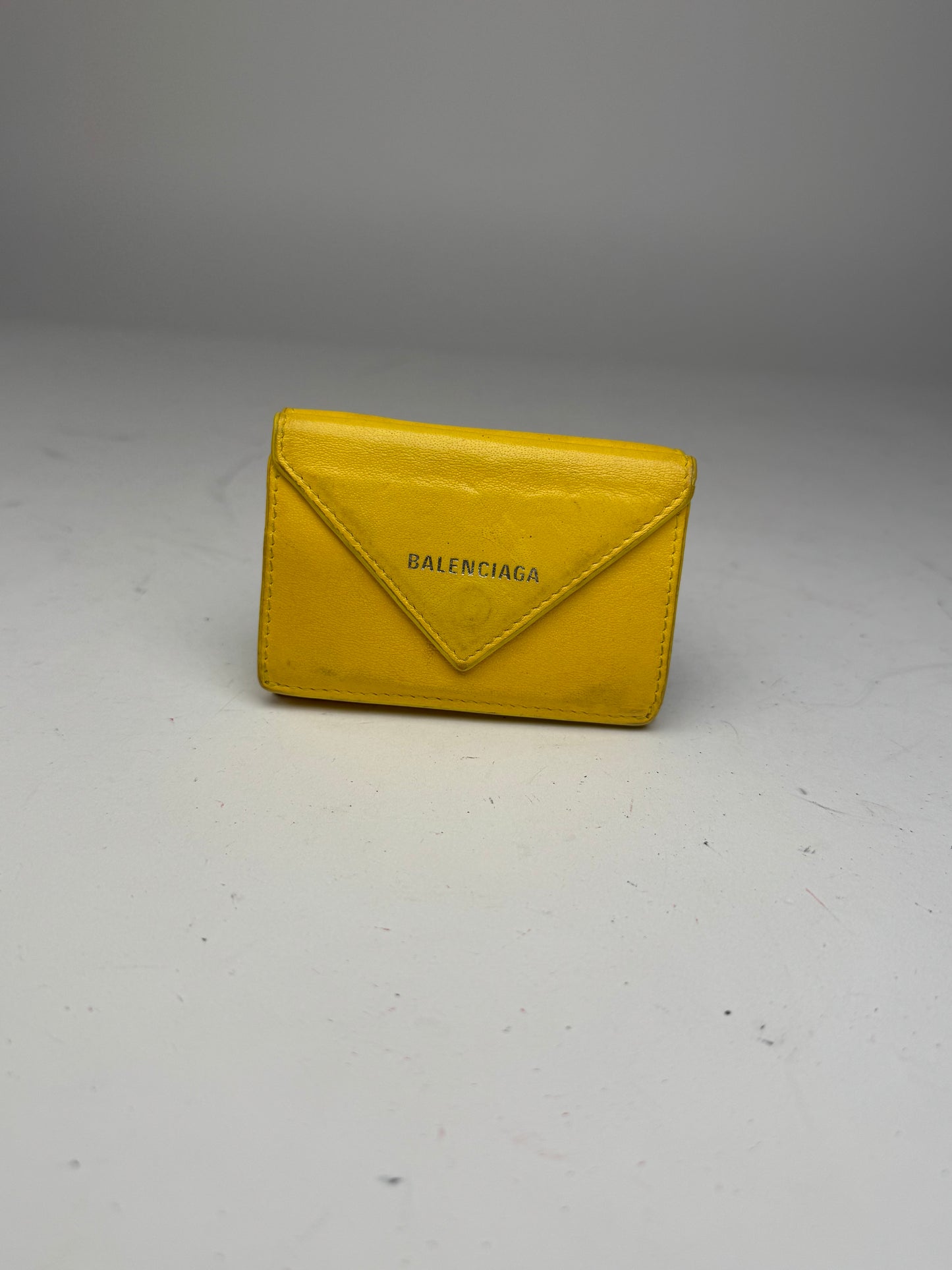 Vintage Balenciaga Postal Leather Card Holder yellow