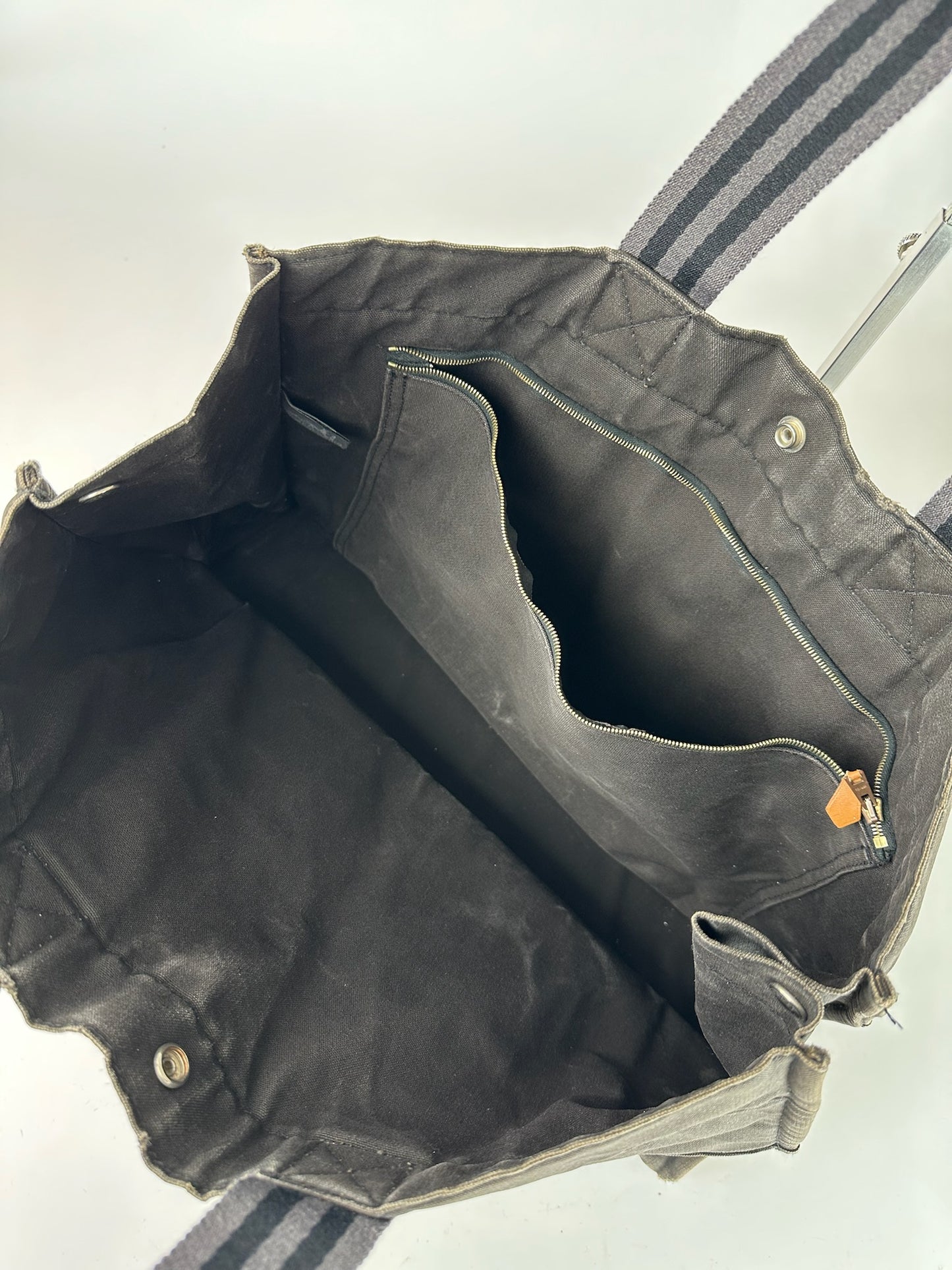 Vintage Hermes Canvas Weekender Duffel Bag Black