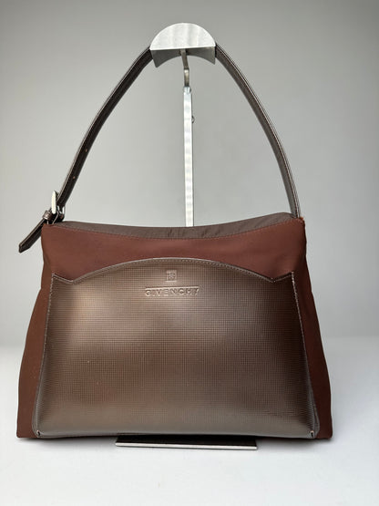 Vintage Givenchy Coated Canvas Shoulder Bag Brown