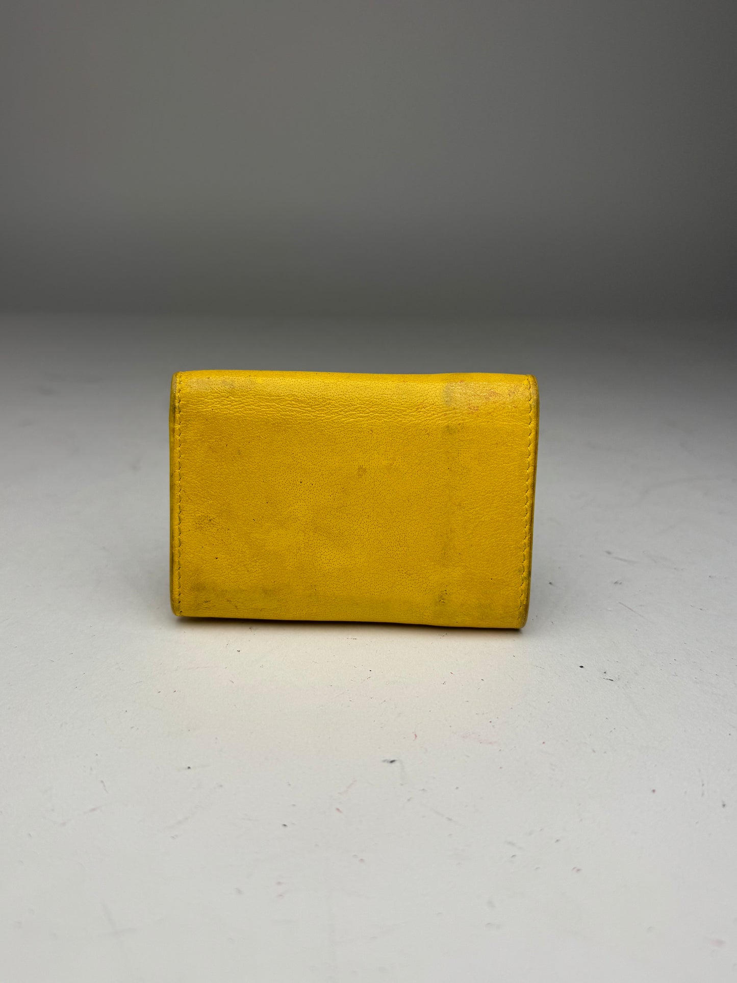 Vintage Balenciaga Postal Leather Card Holder yellow