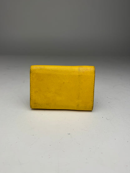 Vintage Balenciaga Postal Leather Card Holder yellow