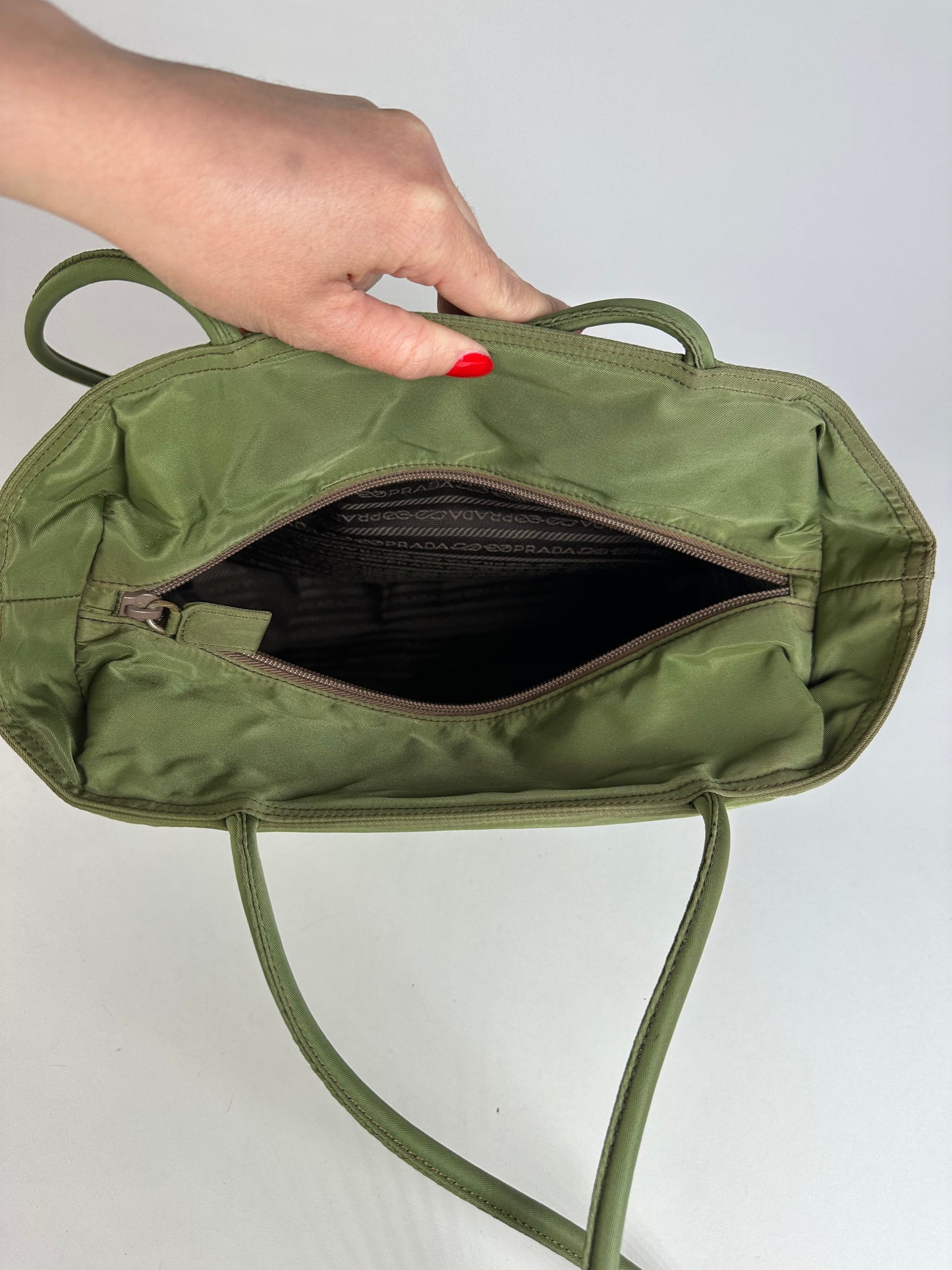 Vintage Prada Triangle Polyester Bag Green