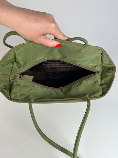 Vintage Prada Triangle Polyester Bag Green